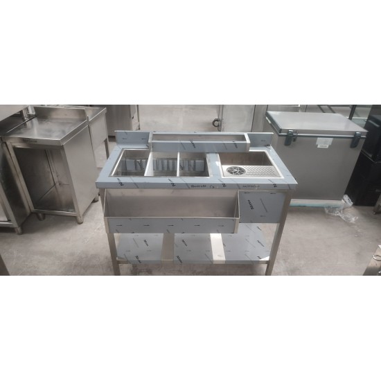 Bar Station Ουδέτερο με Γούρνα, Rinser, Μονωμένη παγολεκάνη και Χώρο για Λεκανάκια 120Χ60-70Χ86