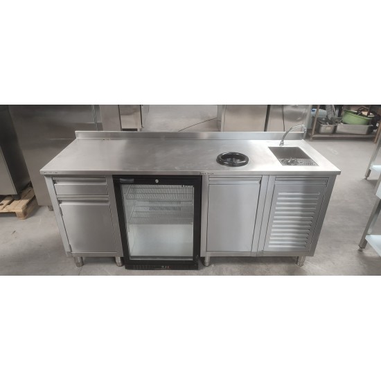 Μεταχειρισμένο Coffee Station με ψυγείο Back Bar Συρταρι και Αμπάρι 200Χ70Χ86