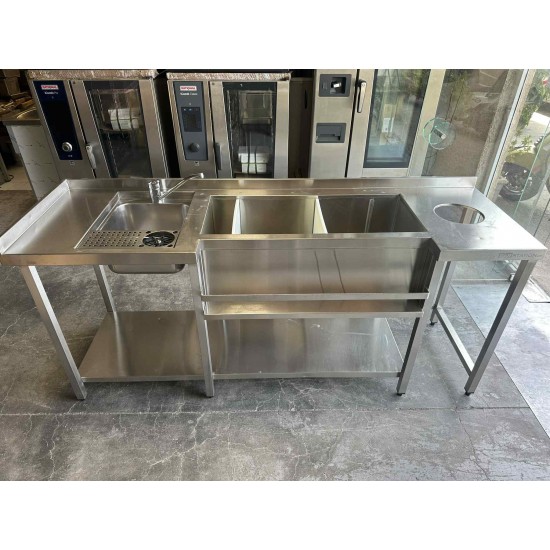 Μεταχειρισμένο Bar Station ουδέτερο με Γούρνα και Παγολεκάνη 200x60x85 