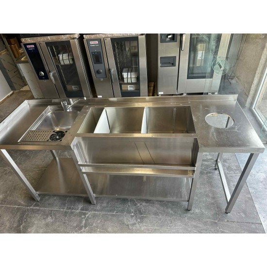 Μεταχειρισμένο Bar Station ουδέτερο με Γούρνα και Παγολεκάνη 200x60x85 