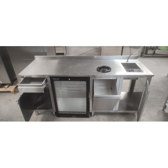 Μεταχειρισμένο Coffee Station με ψυγείο Back Bar Συρταρι και Αμπάρι 200Χ70Χ86