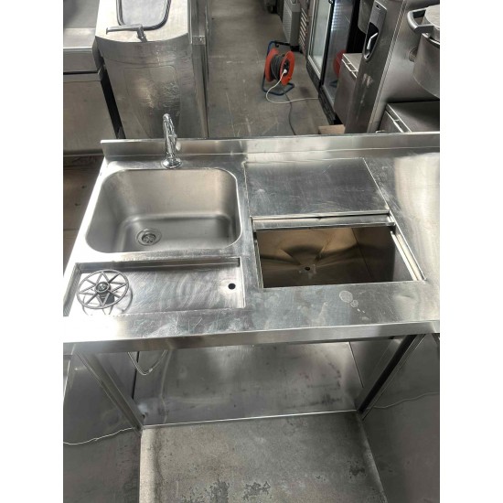 Μεταχειρισμένο Ψυχόμενο Πόστο καφέ 340Χ70Χ86 με 2 Γούρνες, ρινσερ και θέση για κάδο